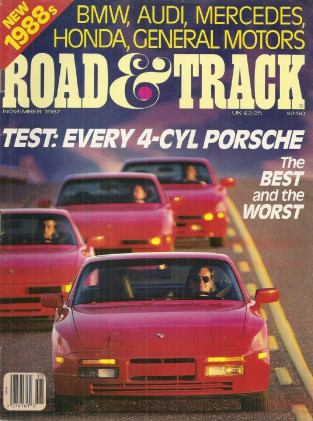 ROAD & TRACK 1987 NOV - DUELING PORSCHES, LESTER-JAG, RALLYE SAAB, BERKELEY